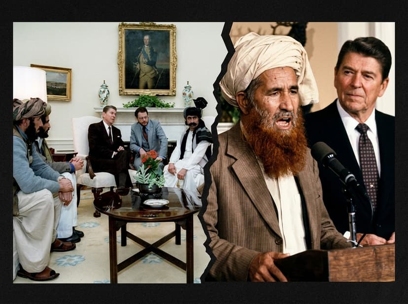 US President Reagan with Afghan Commanders