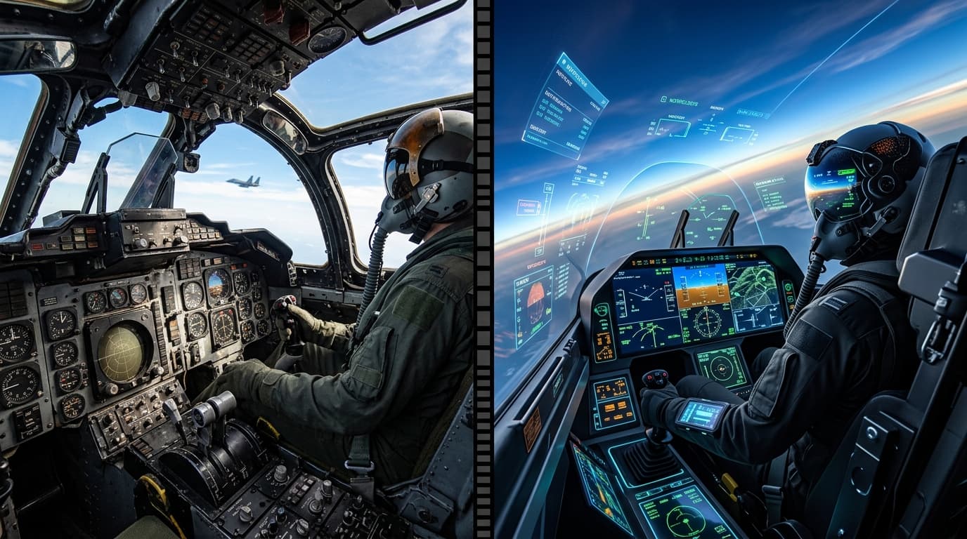 Evolution of fighter jet cockpits